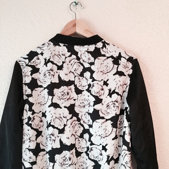 LF Naanaa bomber jacket black white rose satin extra small XS - Picture 4 of 5